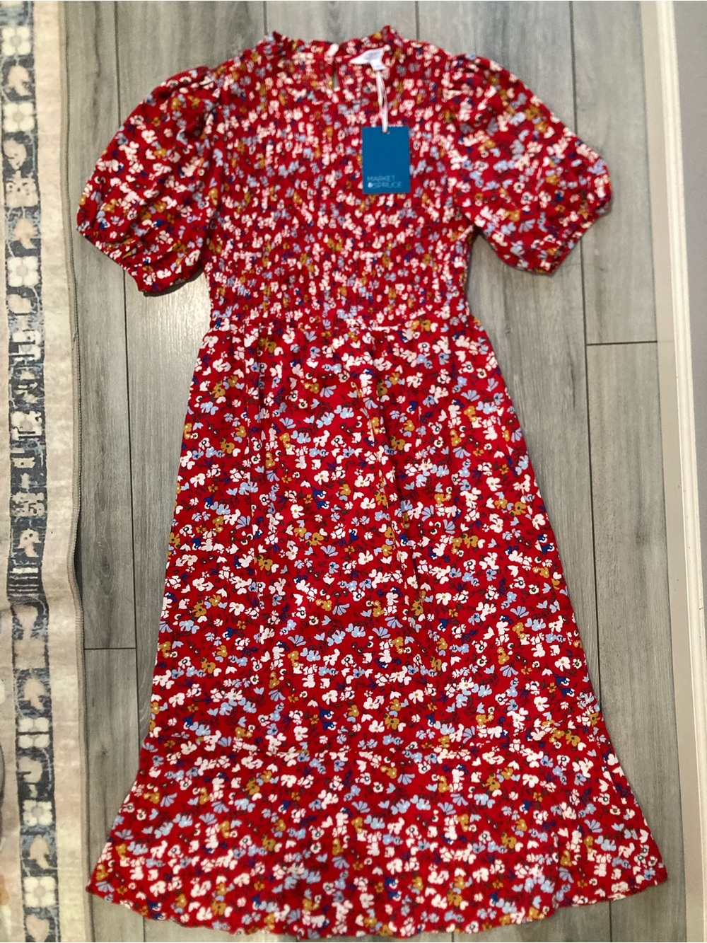 NWT Market & Spruce Floral Short Sleeve Long Dress SZ Small